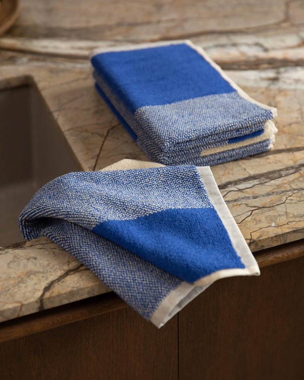 Suite702 - 2er-Gästehandtuch-Set Blend Cobalt Blue Ecru (30x50cm)