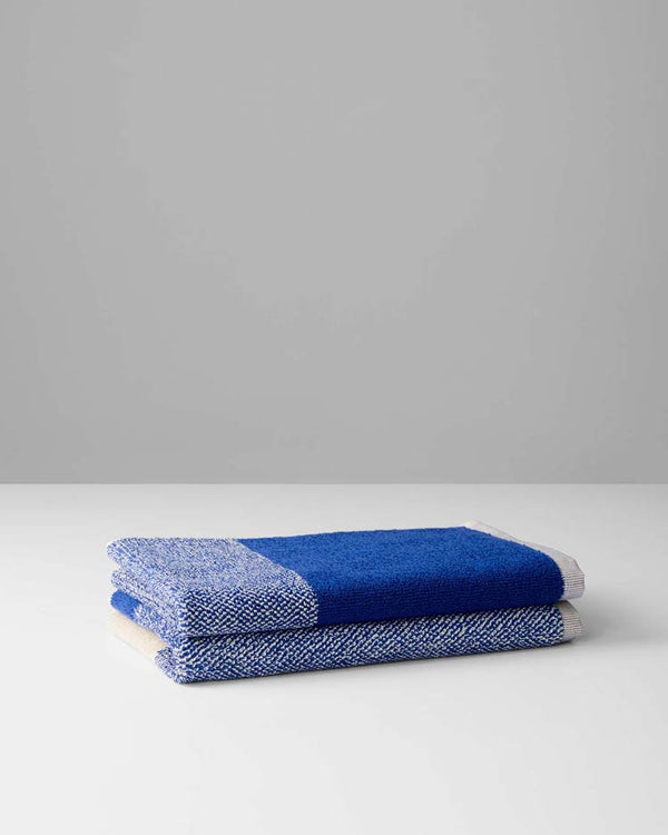 Suite702 - 2er-Gästehandtuch-Set Blend Cobalt Blue Ecru (30x50cm)