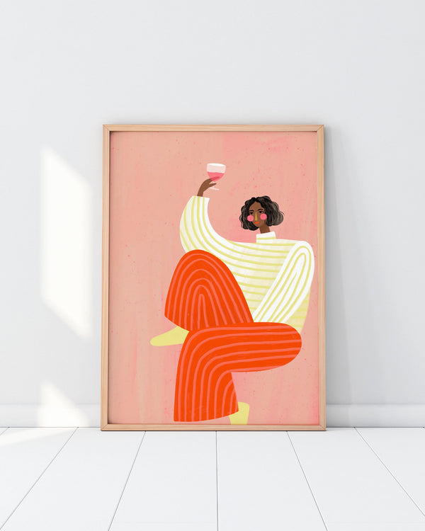Woman With The Glass Of Wine Poster (30x40cm)