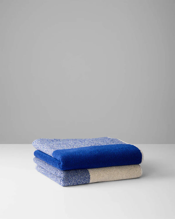 2er-Badehandtuch-Set Blend Cobalt Blue Ecru (70x140cm)
