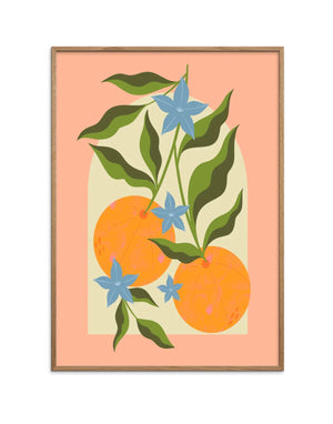 Orange Branch with Flowers Poster (50x70cm)
