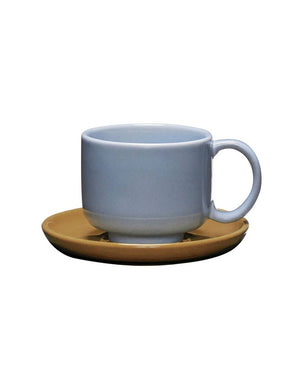 Amare Tasse mit Unterteller Hellblau/Braun