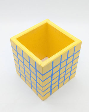 Art Pot Apricot Blue Grid – Unikat