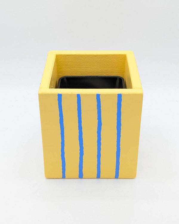 Art Pot Apricot Blue Stripes - Unikat