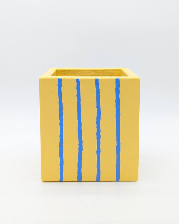 Art Pot Apricot Blue Stripes - Unikat
