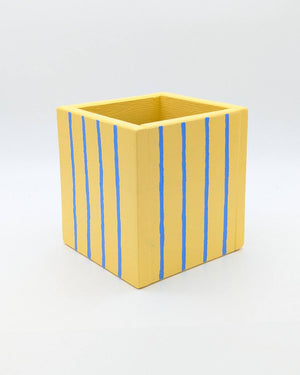 Art Pot Apricot Blue Stripes - Unikat