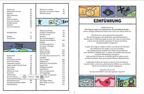 Ein Tag im Leben von Astronaut, All und Raketenknall