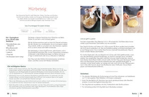 Backen macht glücklich - Das Familienbackbuch: Doppelseite mit Mürbeteig-Rezept, Schritt-für-Schritt-Anleitung, Tipps und Varianten für vielseitige Backideen.