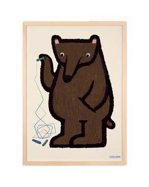 Farbenfrohes Kinderposter mit einer Bären-Illustration im modernen Grafik-Stil für das Kinderzimmer.