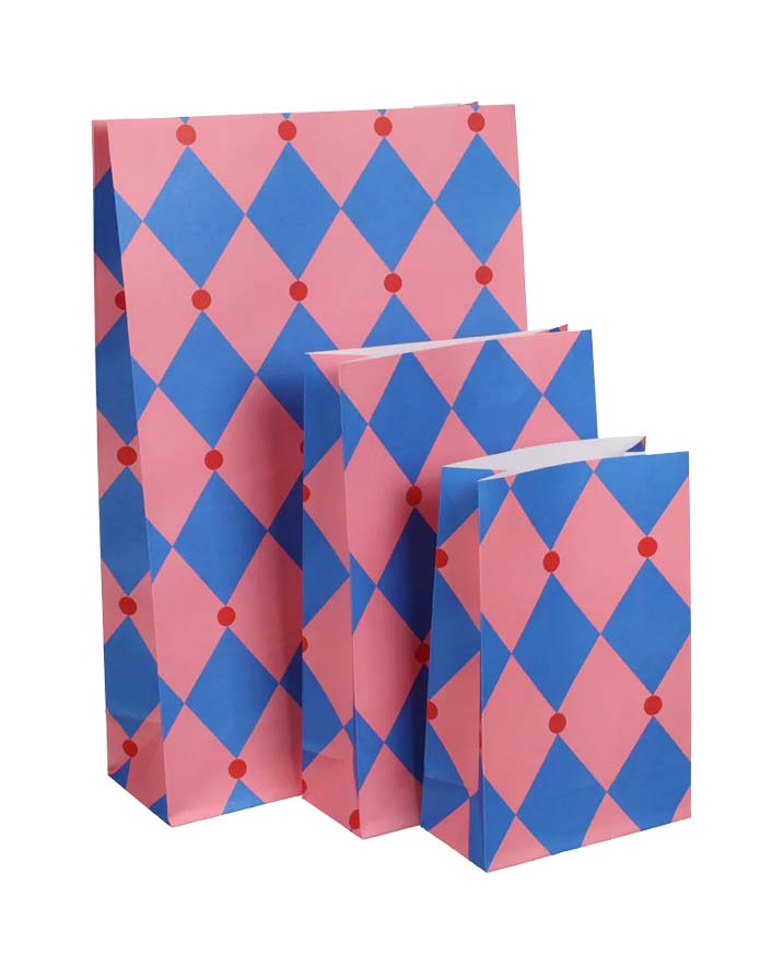 Geschenktüte Circus Flamingo-Sapphire-Poppy Red mit Boden (5er-Pack)