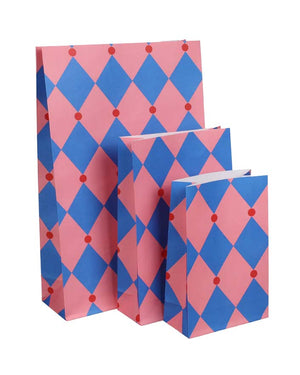 Geschenktüte Circus Flamingo-Sapphire-Poppy Red mit Boden (5er-Pack)