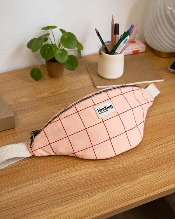 Bauchtasche Olivia in Rosa/Rot-Karo