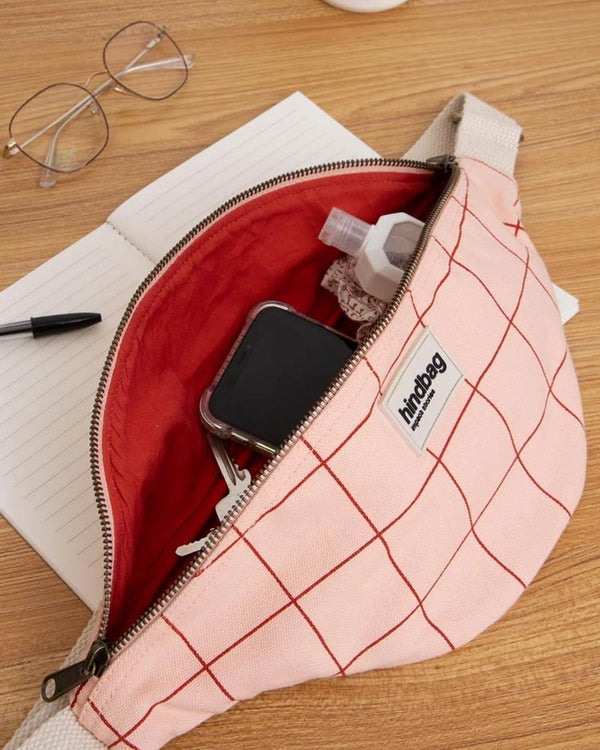 Bauchtasche Olivia in Rosa/Rot-Karo