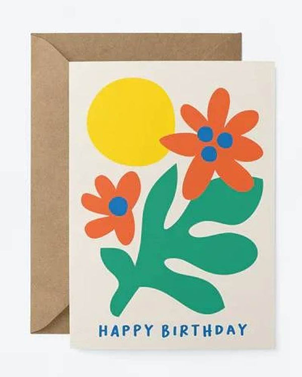 Graphic Factory - Happy Birthday Flowers Klappkarte