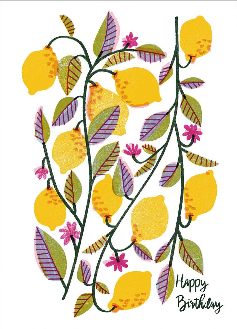 Barbara Dziadosz Birthday Lemons Postkarte