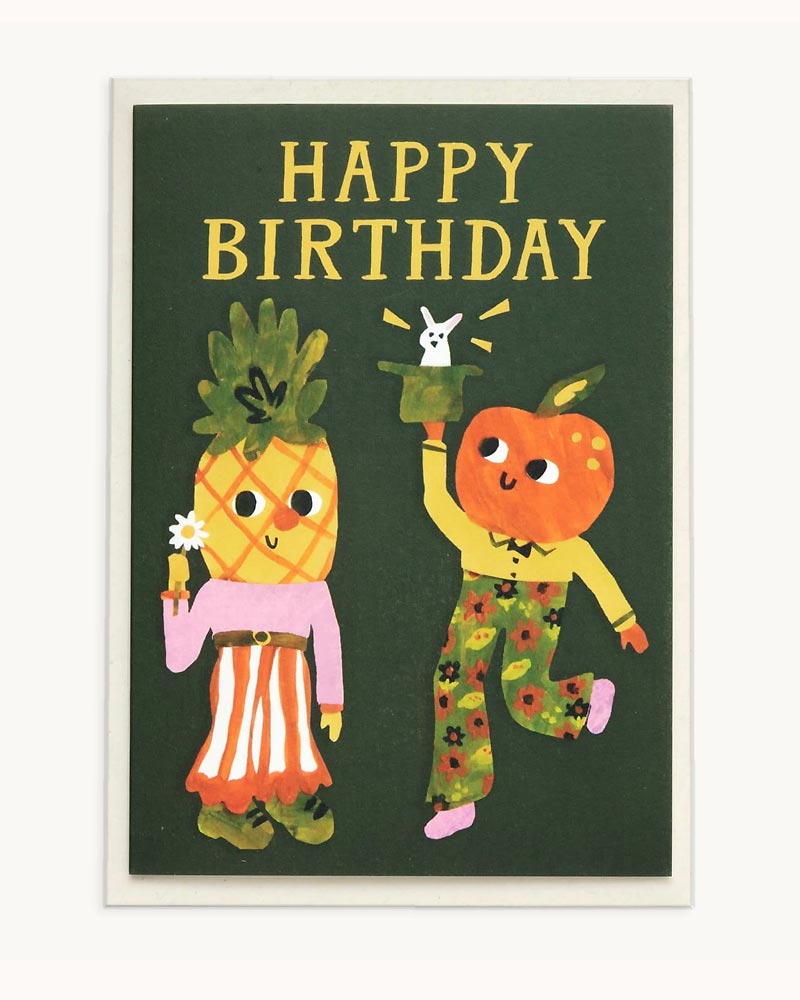Hadley - Happy Birthday Pineapple and Orange Klappkarte