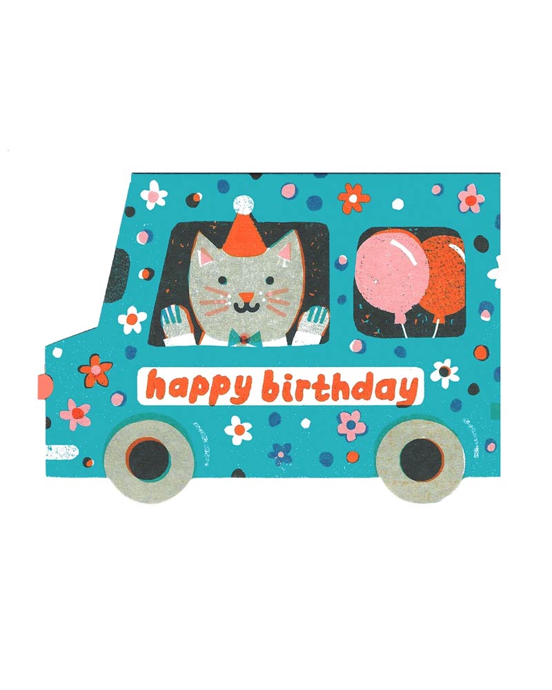 Birthday Van Die Cut Klappkarte