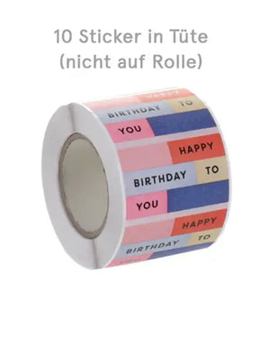 Aufkleber Happy Birthday To You Colour Block (10 Stk.)