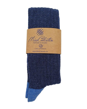 Bio-Lammwollsocken lang - Dunkelblau-Kornblume