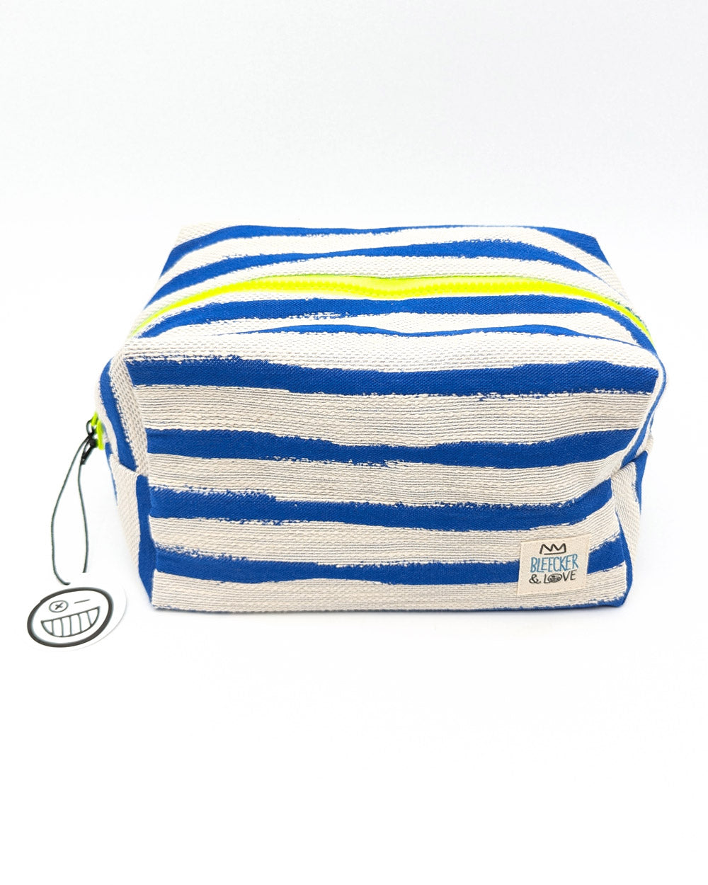 Bleecker & Love Blue Striped Cosmetics Pouch Large