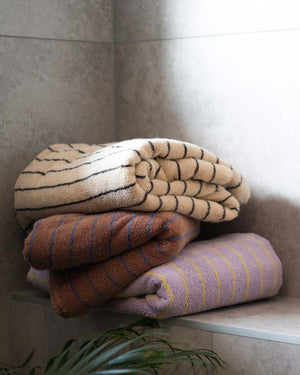 Naram Badelaken Camel & Ultramarine (100 x 150 cm)