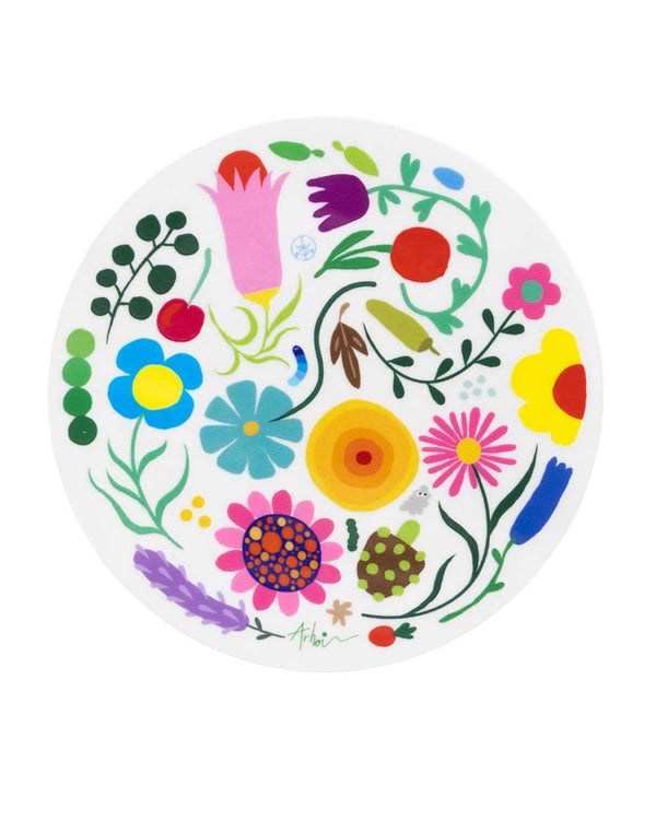 Studio Arhoj - Sticker Botanical Bubble: Transparente Folie mit handgezeichnetem Blumenmuster, ideal zum Verzieren von Laptop, Wasserflasche oder Skateboard. Perfekt für kreative Verschönerungen.
