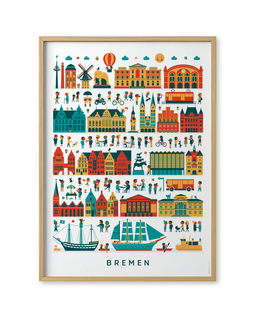 Bremen Wimmelbild Poster (50 x 70 cm)