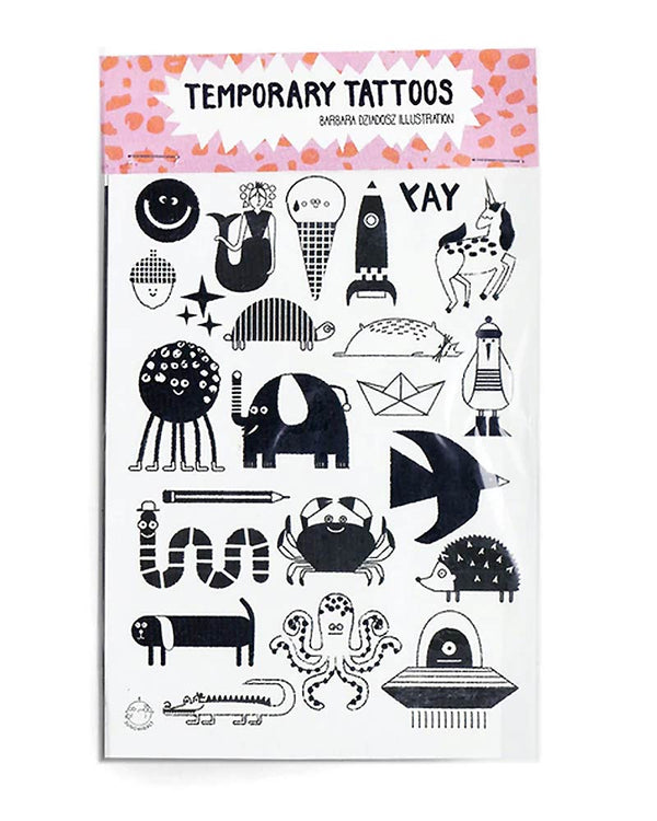 Barbara Dziadosz Characters Black Temporary Tattoos