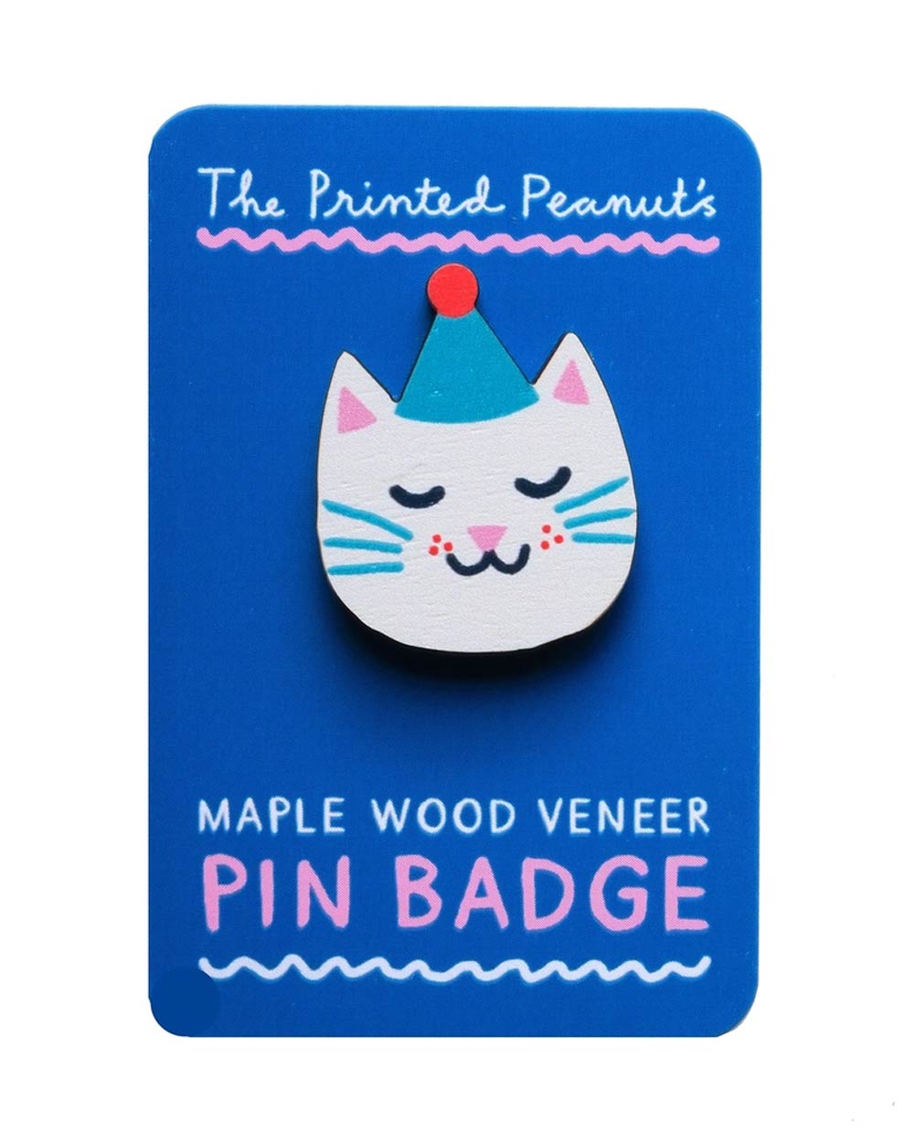 Cat Printed Wooden Pin Badge