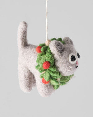 Cat in Wreath Filzanhänger