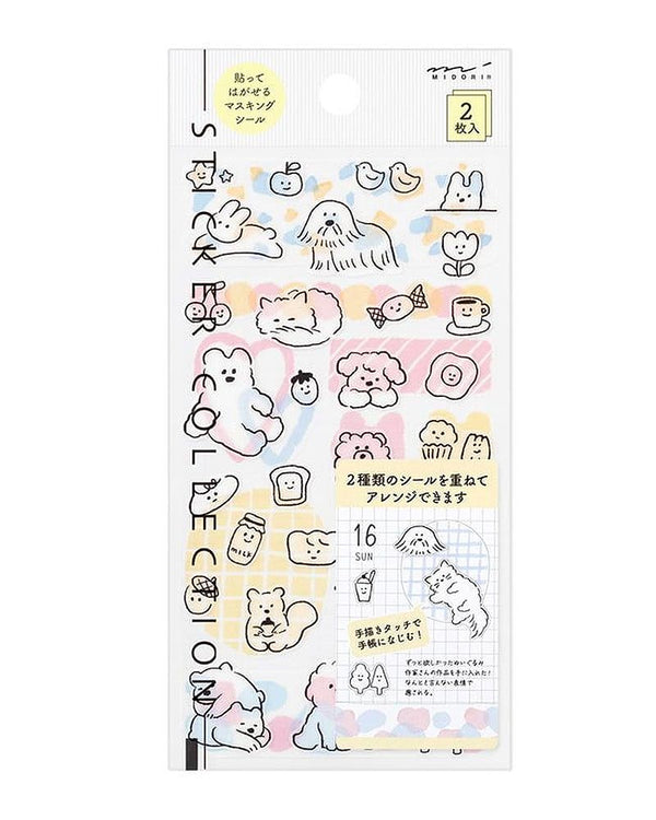 Sticker Two Sheets Cute Motif