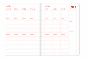 A-Journal Spiral Organiser 2026 - Pink Red