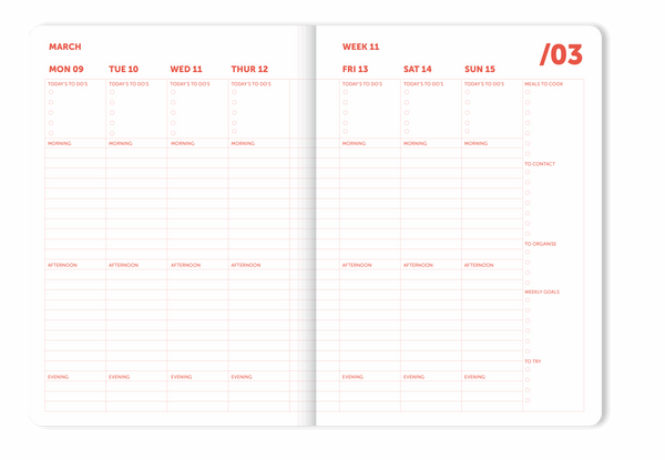 A-Journal Spiral Organiser 2026 - Pink Red
