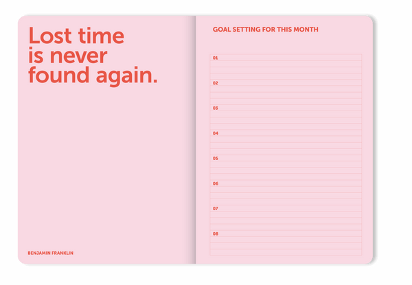 A-Journal Spiral Organiser 2026 - Pink Red