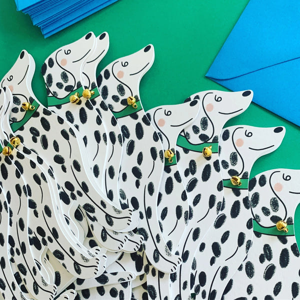 Sitting Dalmatian Bell - Klappkarte