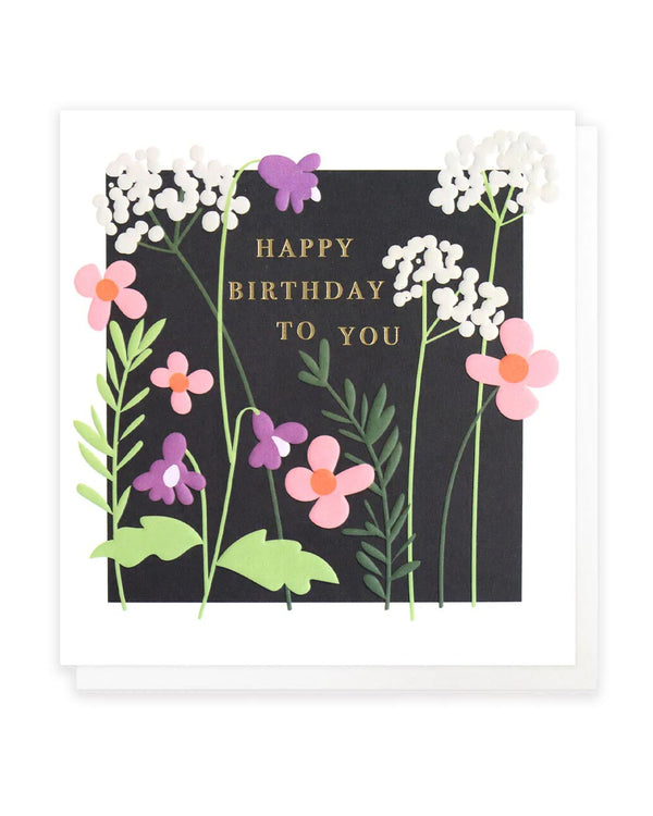 Dark Floral Birthday Klappkarte