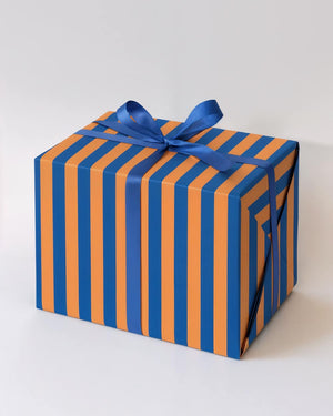 Orange Blau Gestreiftes Geschenkpapier (3er Pack)
