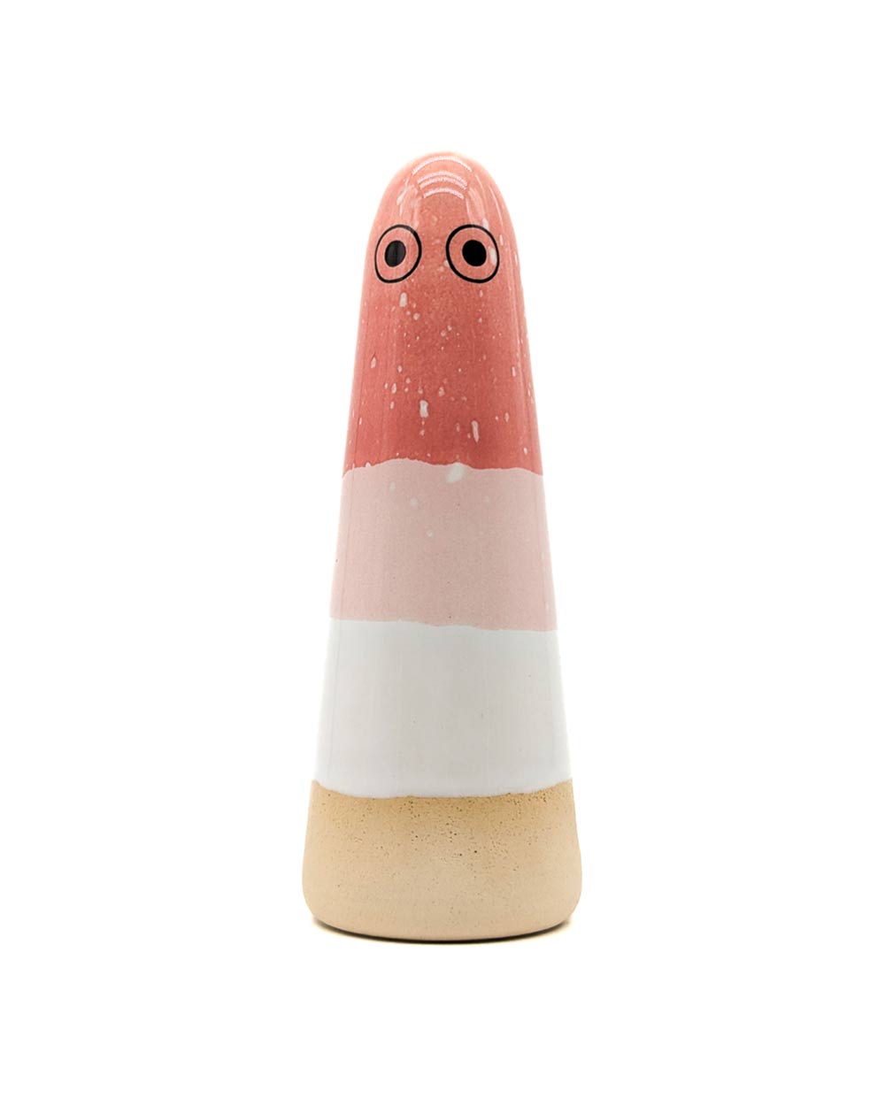 Studio Arhoj - Ghost No. 49: Handgefertigte, konische Keramikfigur mit Augen, gestaltet in vier Farbabschnitten. Vielseitig verwendbar, inspiriert von japanischem Shinto. Einzigartiges Design aus Dänemark.