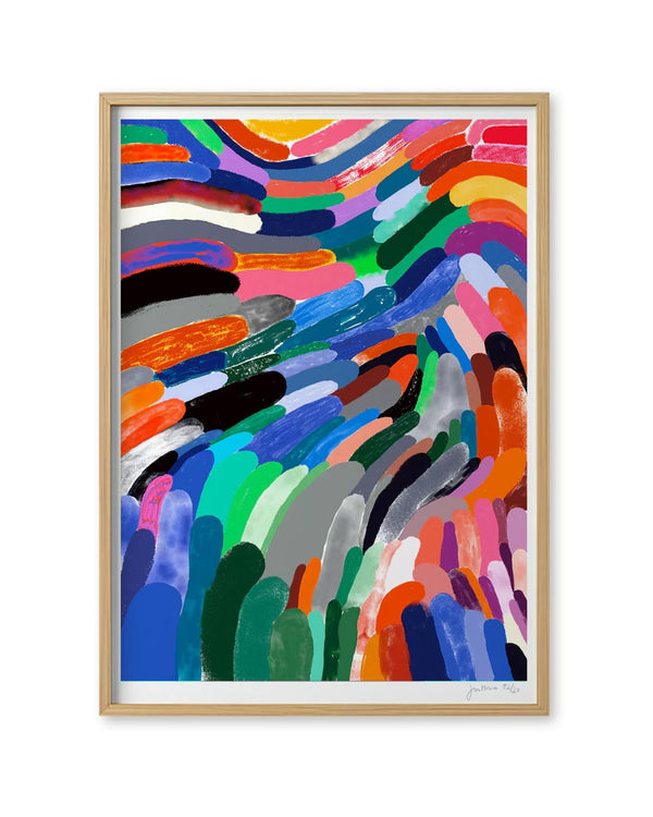 Signierter Growing FineArt Print von Jan Kruse, abstrakte Farbkomposition auf Hahnemühle Photo Rag, erhältlich in verschiedenen Größen, ohne Rahmen.