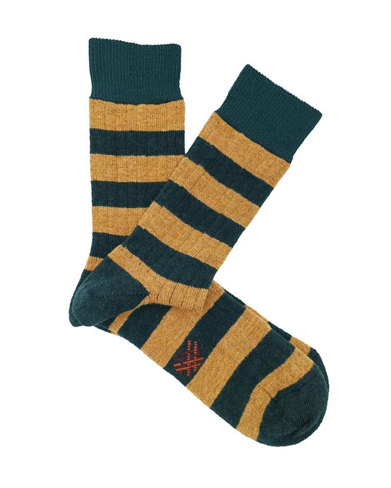 Bio-Lammwollsocken lang - Honig-Grün