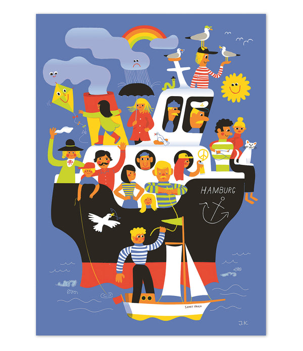 Hamburg Wimmelschiff Poster 50x70cm