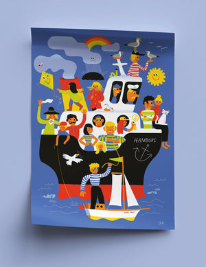 Hamburg Wimmelschiff Poster 50x70cm