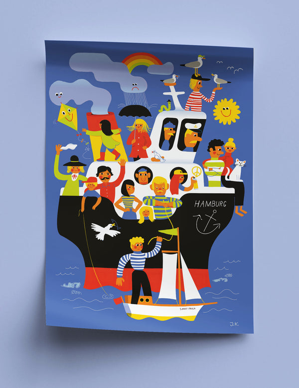 Hamburg Wimmelschiff Poster 50x70cm