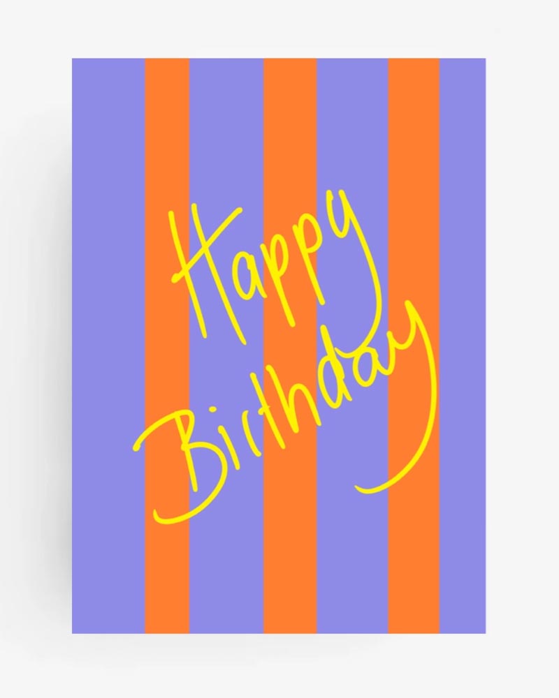 Hej.Ibiza - Happy Birthday Orange Lila Postkarte
