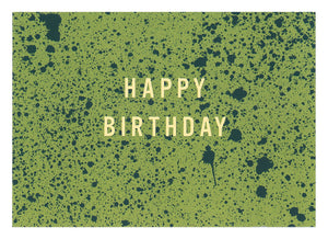 Happy Birthday Sprenkel Grün Postkarte