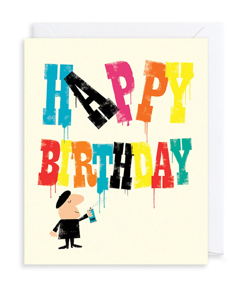 Happy Birthday Sprayer Klappkarte