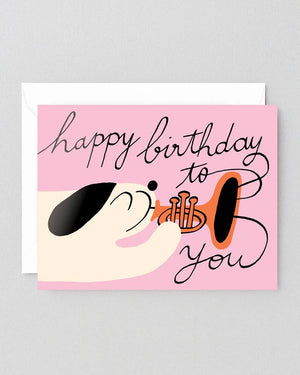 Happy Birthday To You Dogs & Trumpet Klappkarte