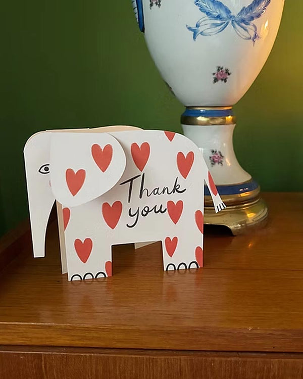 Elephant Standing Hearts - Thank You - Klappkarte