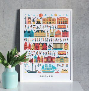 Bremen Wimmelbild Poster (50 x 70 cm)