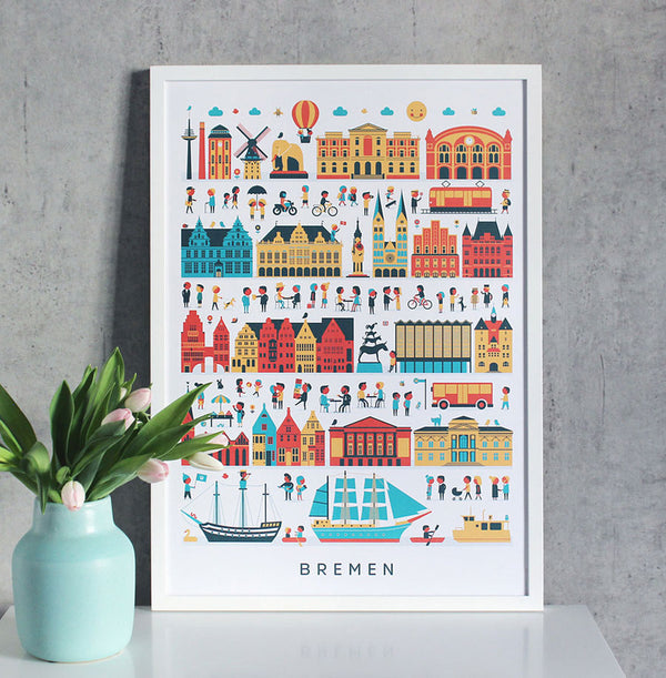 Bremen Wimmelbild Poster (50 x 70 cm)